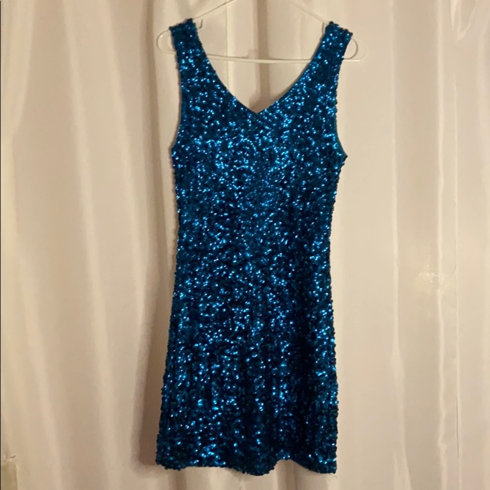 Blue sequin dress